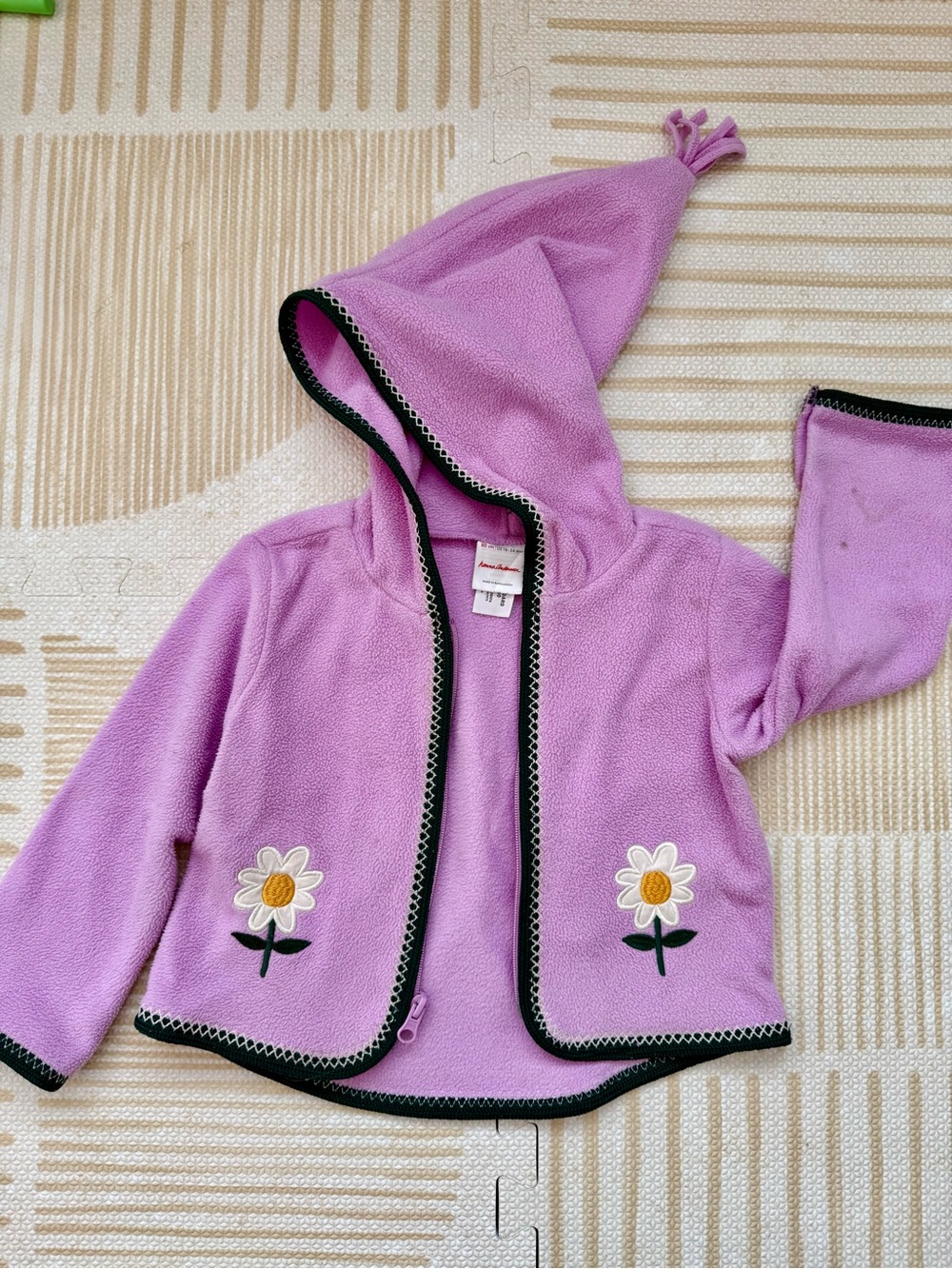 Hanna Andersson Lavender Hooded Fleece Jacket with Daisy Appliqués